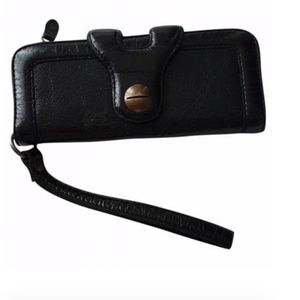 Gerard Darel 24 Hour Black Leather Clutch/Wristlet